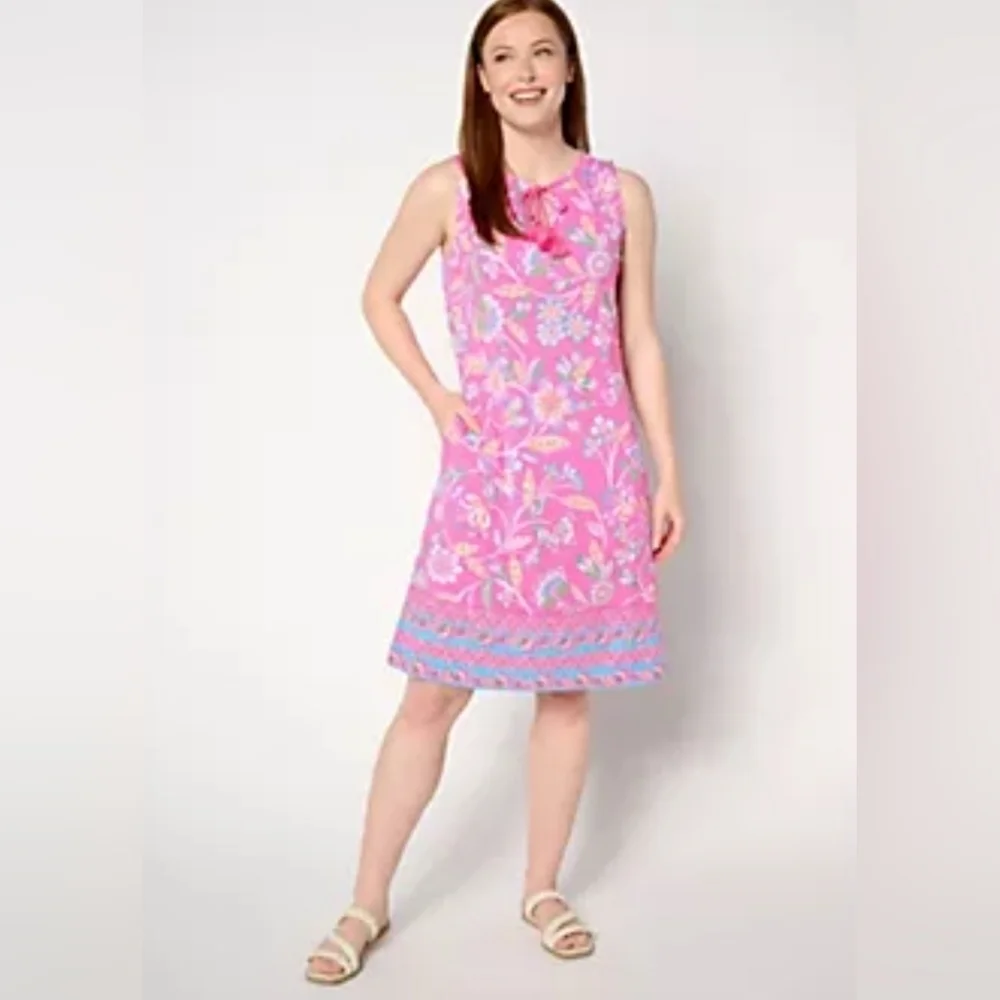 Belle by Kim Gravel TripleLuxe Knit SummerGarden Dress, Size Small, Begonia Pink